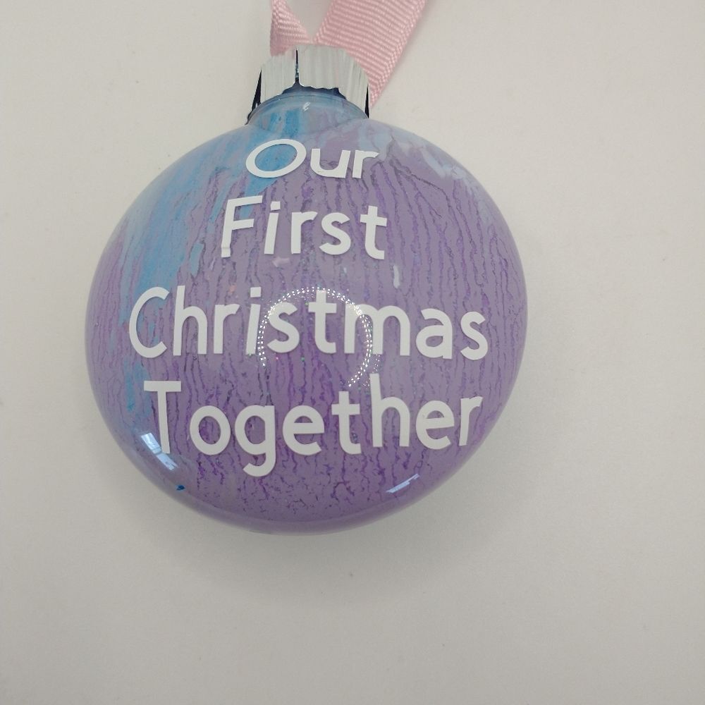 Handcrafted Our First Christmas Together Ornament Holiday Bulb Decor 3"